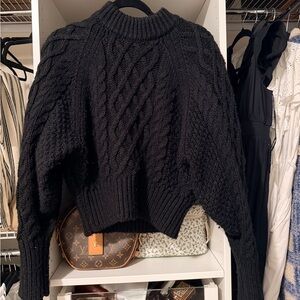 H&M Black Cable Knit Turtleneck Sweater
